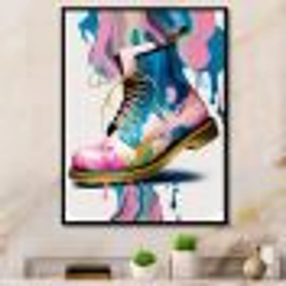 Pink And Blue Art Deco Army Shoes Wall