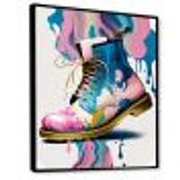 Pink And Blue Art Deco Army Shoes Wall