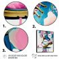 Pink And Blue Art Deco Army Shoes Wall