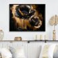 Black And Gold Popy Flowers Wall Art