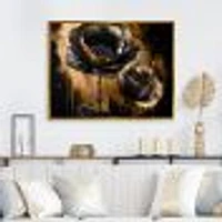 Black And Gold Popy Flowers Wall Art