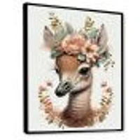 Cute Baby Flamingo With Floral Crown Wall Art