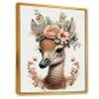 Cute Baby Flamingo With Floral Crown Wall Art