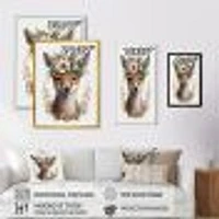 Cute Baby Fox With Floral Crown Wall Art
