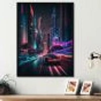 Futuristic Miami Neon Art Wall