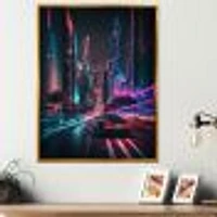 Futuristic Miami Neon Art Wall