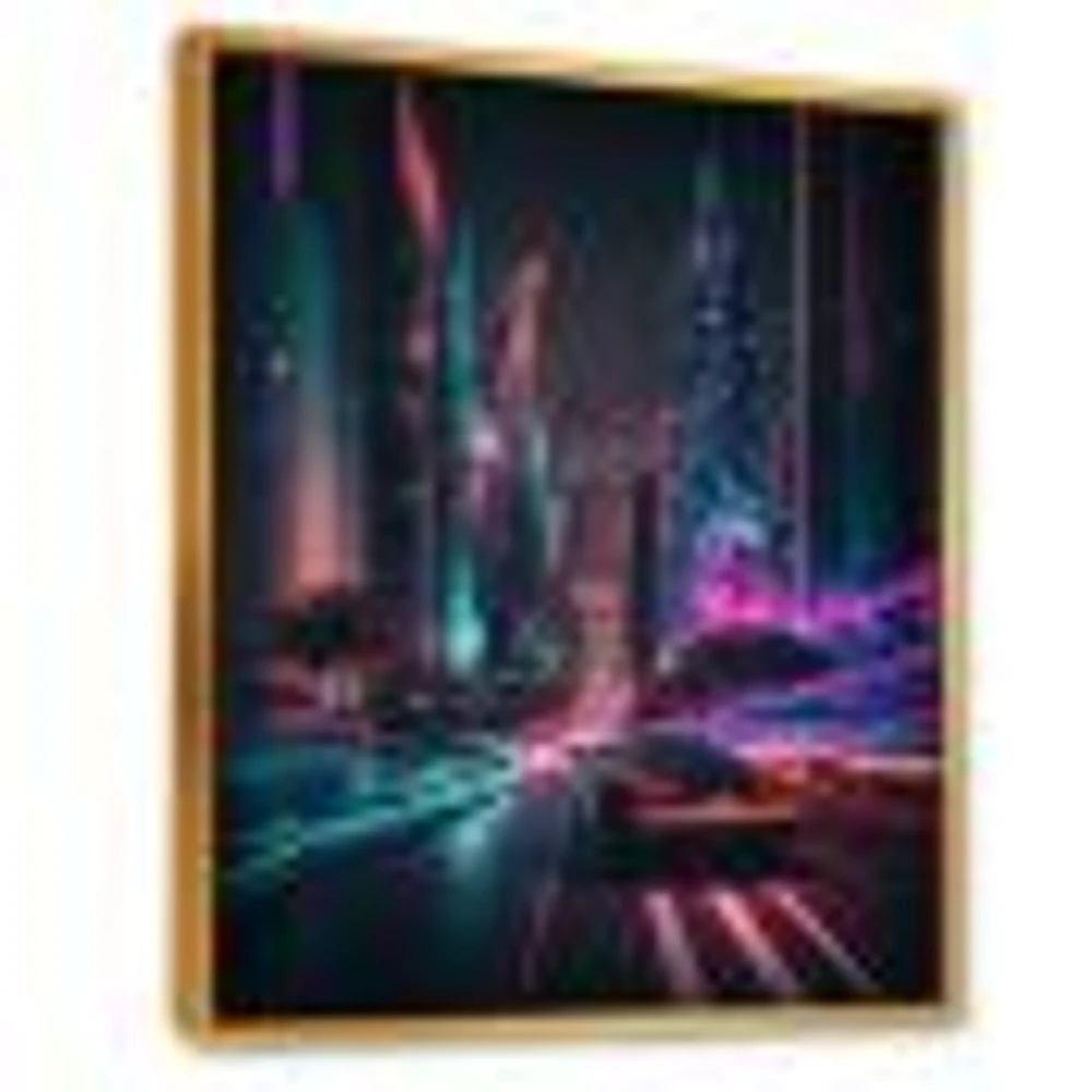 Futuristic Miami Neon Art Wall