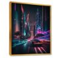 Futuristic Miami Neon Art Wall
