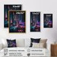 Futuristic Miami Neon Art Wall
