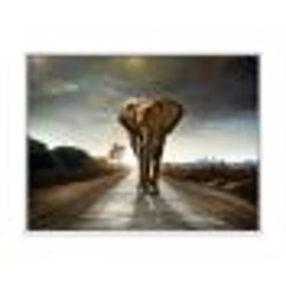 Single Walking Elephant  Canvas Art Print