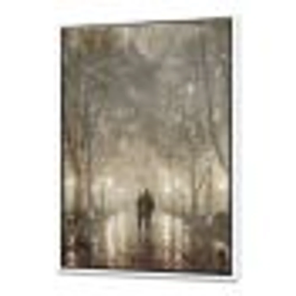 Couple Walking Night Lights Canvas Print