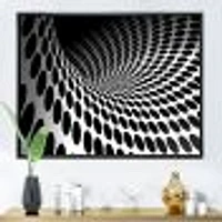 Waves and Circles Black White  Art Canvas Print