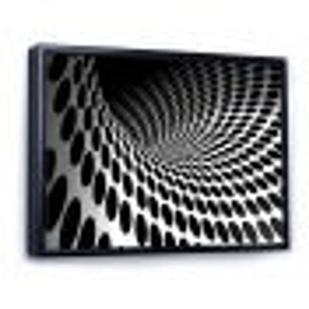 Waves and Circles Black White  Art Canvas Print