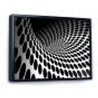 Waves and Circles Black White  Art Canvas Print