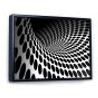 Waves and Circles Black White  Art Canvas Print