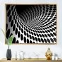Waves and Circles Black White  Art Canvas Print