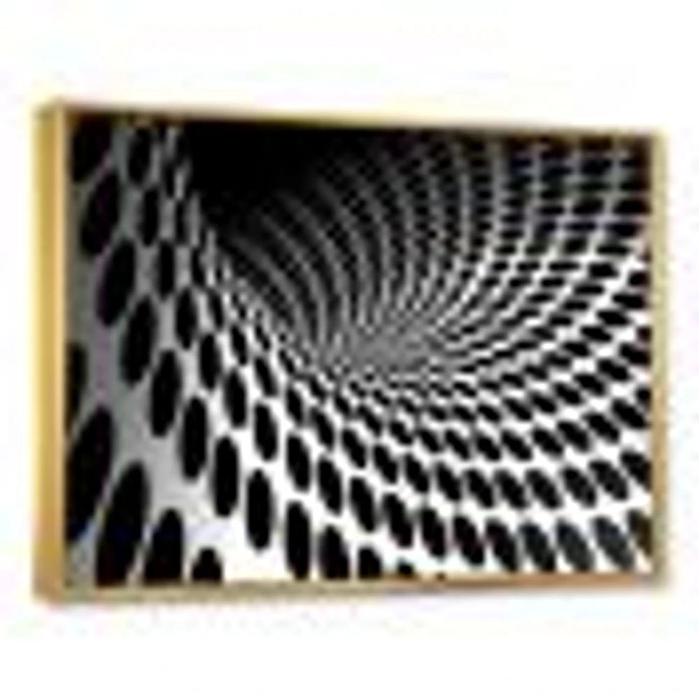 Waves and Circles Black White  Art Canvas Print