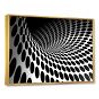 Waves and Circles Black White  Art Canvas Print
