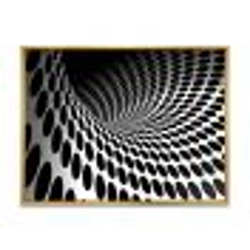 Waves and Circles Black White  Art Canvas Print
