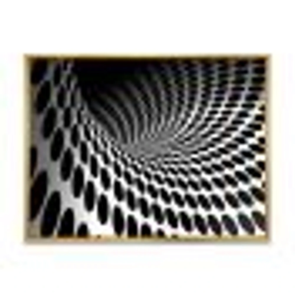 Waves and Circles Black White  Art Canvas Print