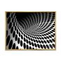 Waves and Circles Black White  Art Canvas Print