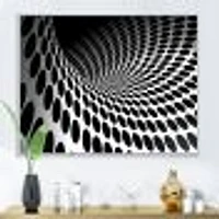 Waves and Circles Black White  Art Canvas Print