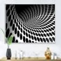 Waves and Circles Black White  Art Canvas Print