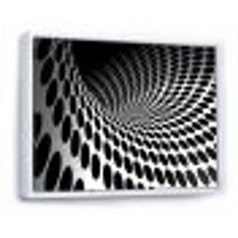 Waves and Circles Black White  Art Canvas Print