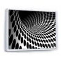 Waves and Circles Black White  Art Canvas Print