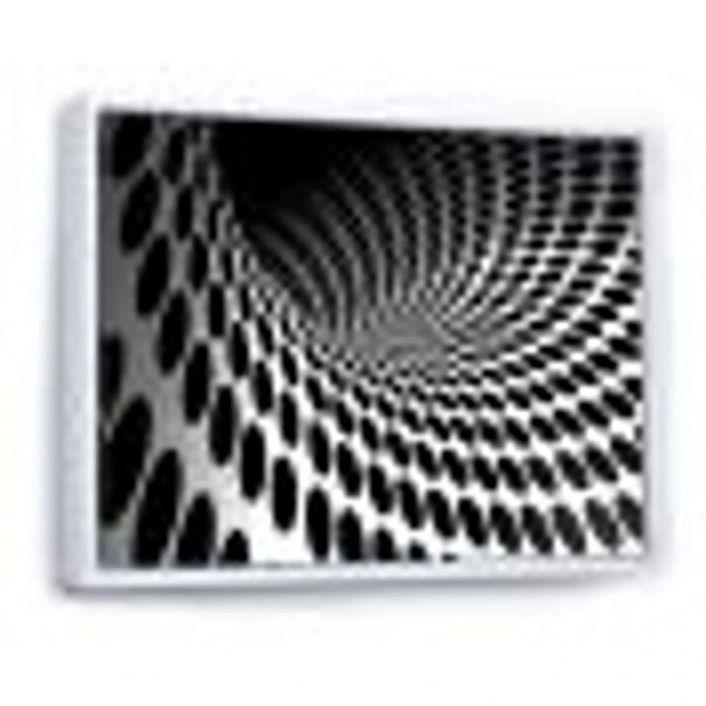 Waves and Circles Black White  Art Canvas Print