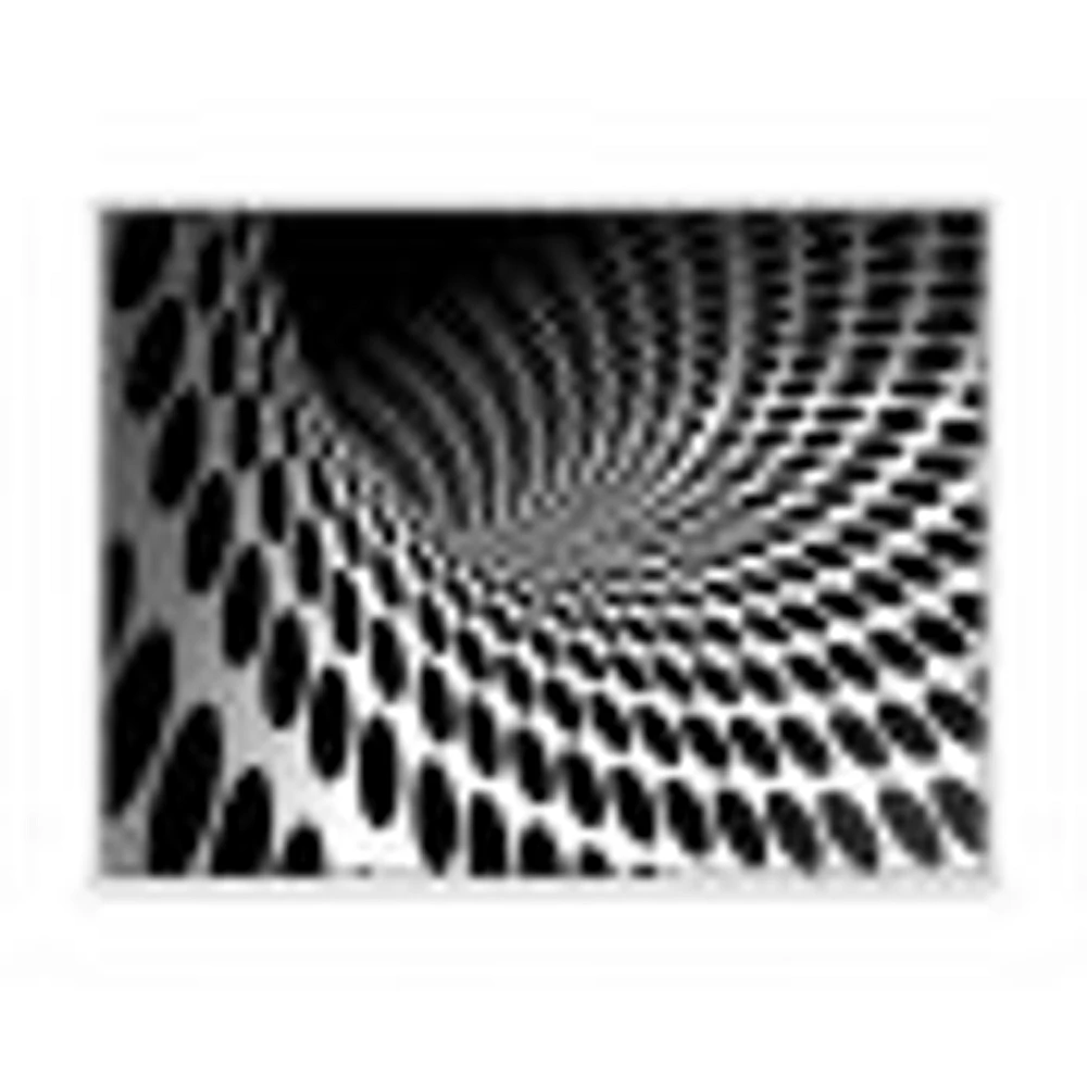 Waves and Circles Black White  Art Canvas Print