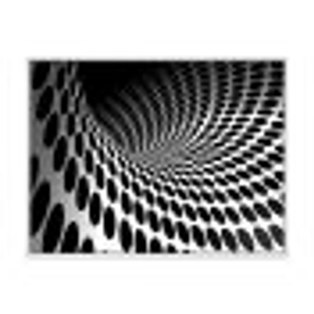 Waves and Circles Black White  Art Canvas Print