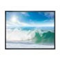 White and Blue Waves under Sun  Canvas Wall Art