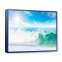 White and Blue Waves under Sun  Canvas Wall Art