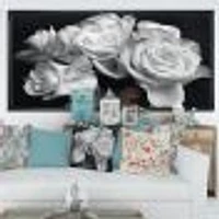 Bunch of Roses Black and White Canvas Art Print