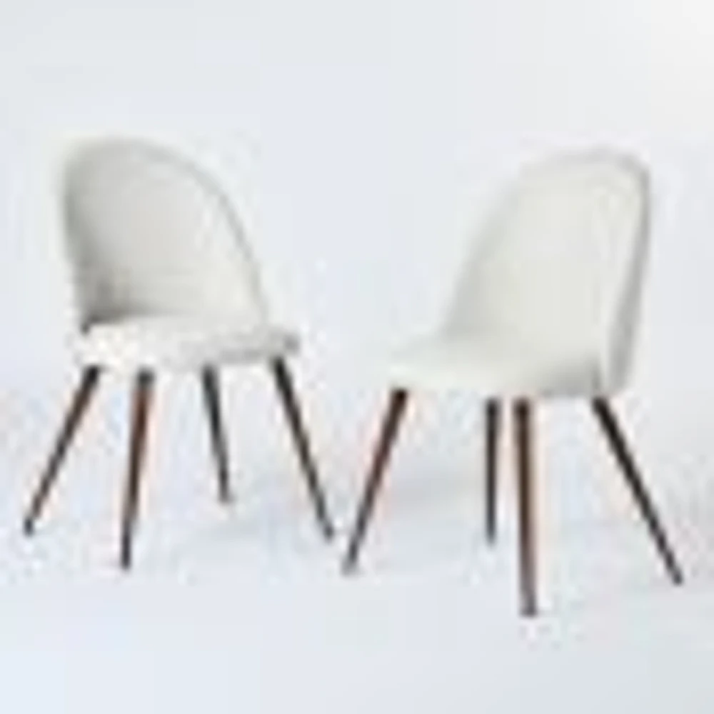 Set of 2 Modern Dining Chairs with Walnut Legs