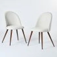 Set of 2 Modern Dining Chairs with Walnut Legs