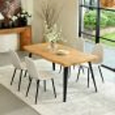 5-Piece Dining Set Wood Table With Beige Chairs