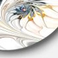 White Glass Floral Art Round Wall