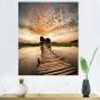 Makeshift Wooden Pier Over River  Canvas Wall Art