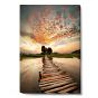 Makeshift Wooden Pier Over River  Canvas Wall Art