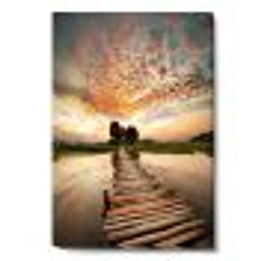 Makeshift Wooden Pier Over River  Canvas Wall Art