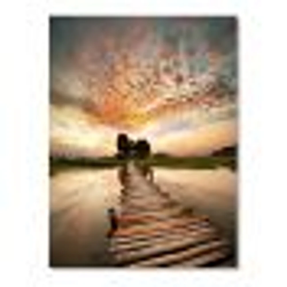 Makeshift Wooden Pier Over River  Canvas Wall Art