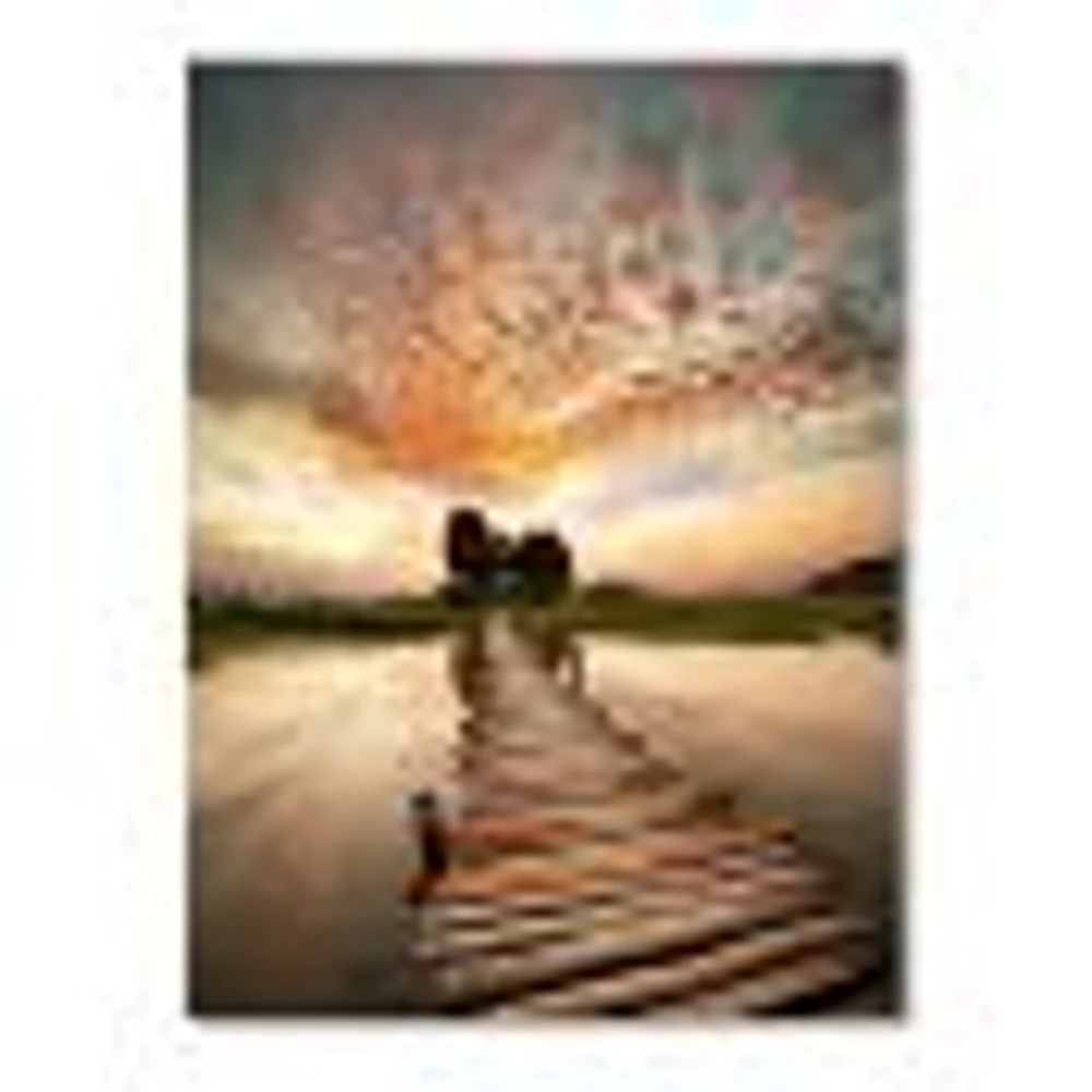 Makeshift Wooden Pier Over River  Canvas Wall Art