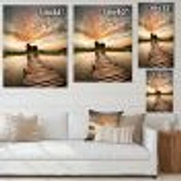Makeshift Wooden Pier Over River  Canvas Wall Art