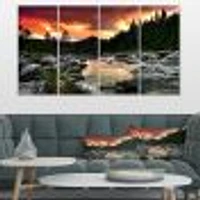 Rocky Mountain River at Sunset Canvas Wall Art