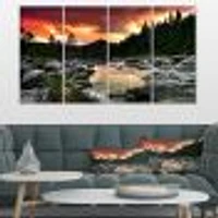 Rocky Mountain River at Sunset Canvas Wall Art