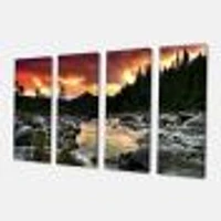 Rocky Mountain River at Sunset Canvas Wall Art