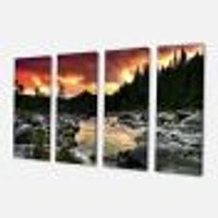 Rocky Mountain River at Sunset Canvas Wall Art