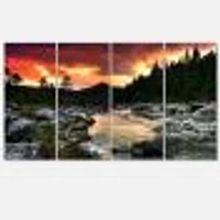 Rocky Mountain River at Sunset Canvas Wall Art